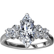 Graduated Oval Diamond Engagement Ring in Platinum (0.55 ct. tw.)